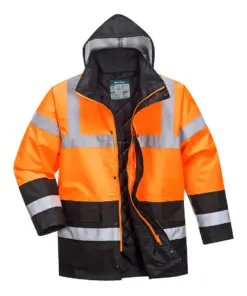 Portwest S467 Hi-Vis Contrast Winter Traffic Jacket in Orange/Black