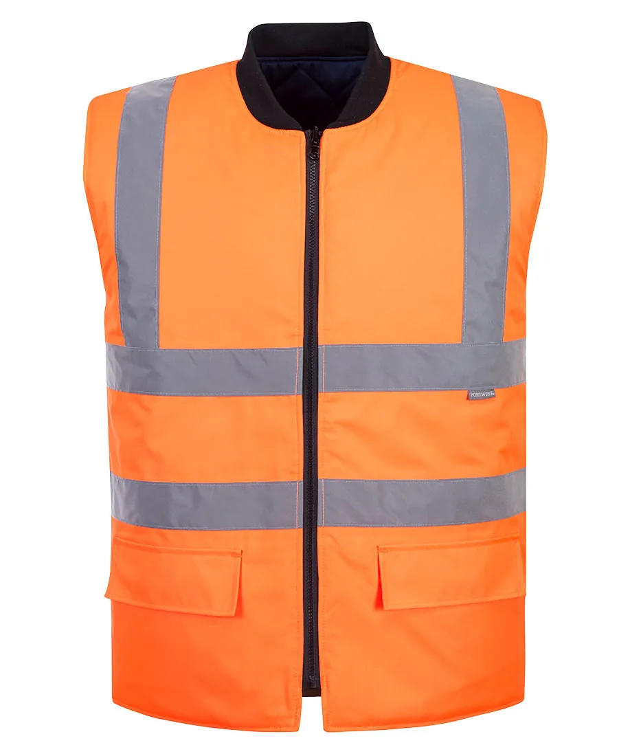 Portwest S469 Hi-Vis Reversible Bodywarmer in Orange