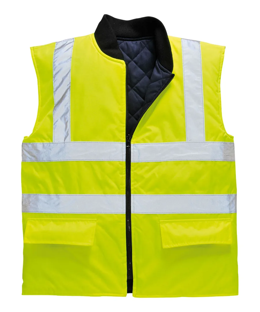 Portwest S469 Hi-Vis Reversible Bodywarmer in Yellow