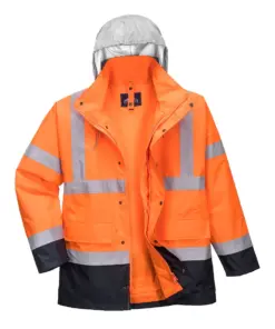 Portwest S471 Hi-Vis 4-in-1 Contrast Traffic Jacket in Orange/Navy