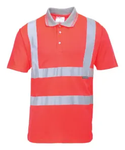 Portwest S477 Hi-Vis Polo Shirt Short Sleeve in Red