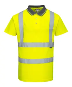 Portwest S477 Hi-Vis Polo Shirt Short Sleeve in Yellow