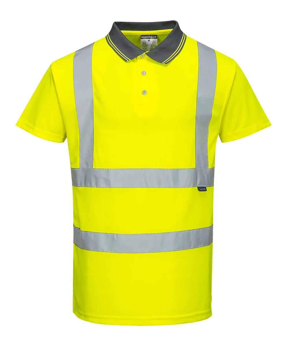 Portwest S477 Hi-Vis Polo Shirt Short Sleeve in Yellow