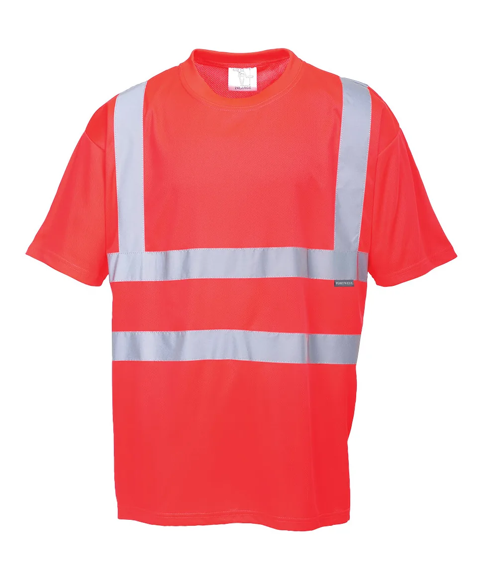 Portwest S478 Hi-Vis T-Shirt Short Sleeve in Red