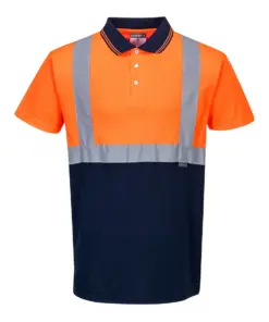 Portwest S479 Hi-Vis Contrast Polo Shirt Short Sleeve in Orange/Navy
