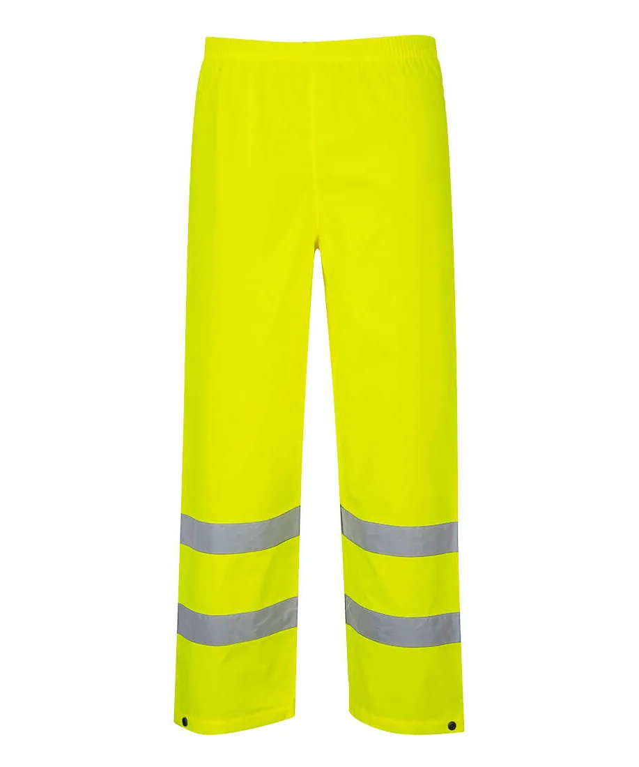 Portwest S480 Hi-Vis Rain Traffic Trousers in Yellow