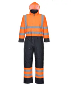 Portwest S485 Hi-Vis Contrast Winter Coverall in Orange/Navy
