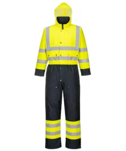 Portwest S485 Hi-Vis Contrast Winter Coverall in Yellow/Navy