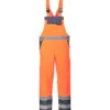 Portwest S488 Hi-Vis Breathable Contrast Rain Bib and Brace in Orange/Navy