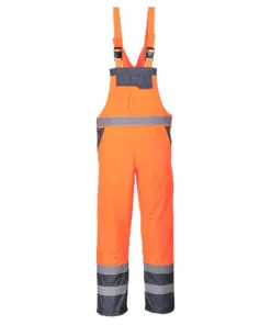 Portwest S488 Hi-Vis Breathable Contrast Rain Bib and Brace in Orange/Navy