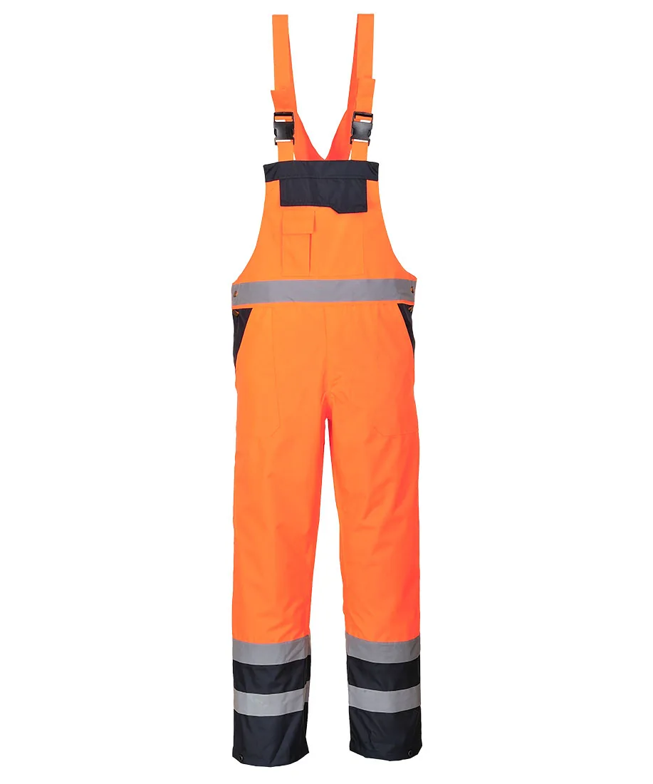 Portwest S489 Hi-Vis Contrast Winter Bib and Brace in Orange