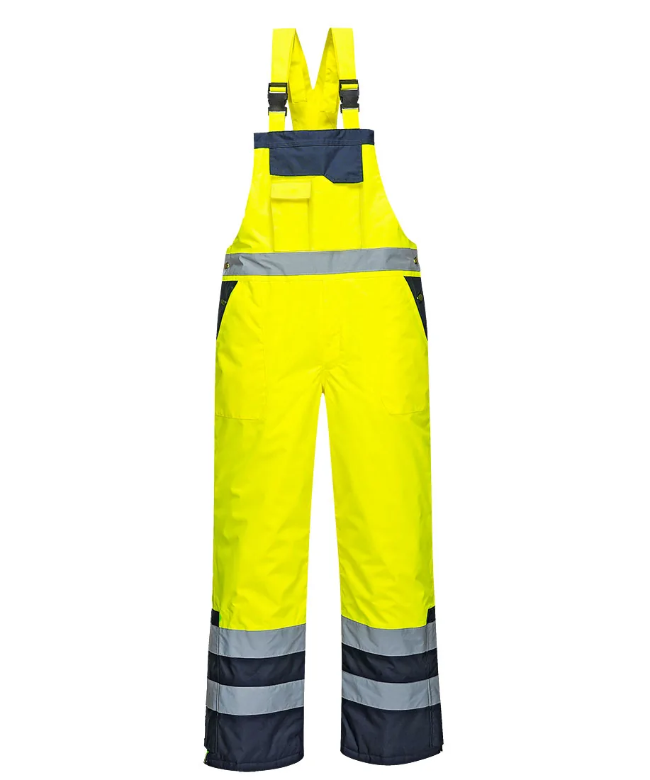 Portwest S489 Hi-Vis Contrast Winter Bib and Brace in Yellow