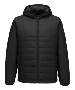 Portwest S608 Professional Hooded Insulated Baffle Jacket in Black