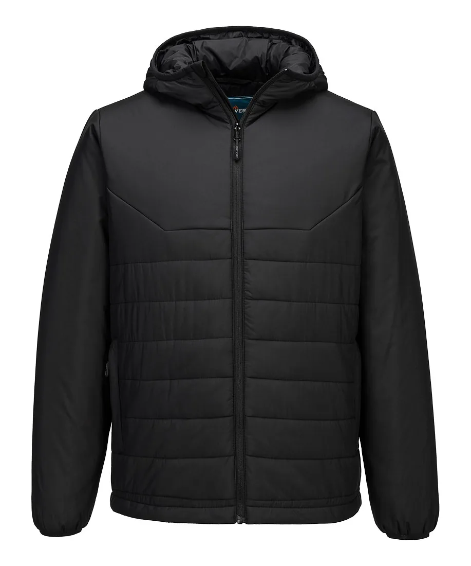 Portwest S608 Professional Hooded Insulated Baffle Jacket in Black