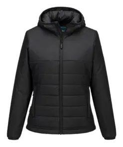 Portwest S613 Professional Women's Hooded Insulated Baffle Jacket in Black