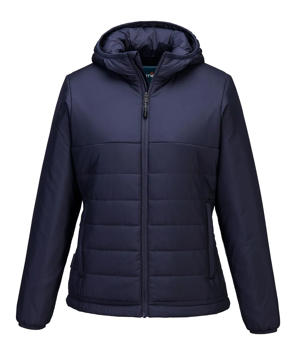 Portwest S613 Professional Women's Hooded Insulated Baffle Jacket in Navy