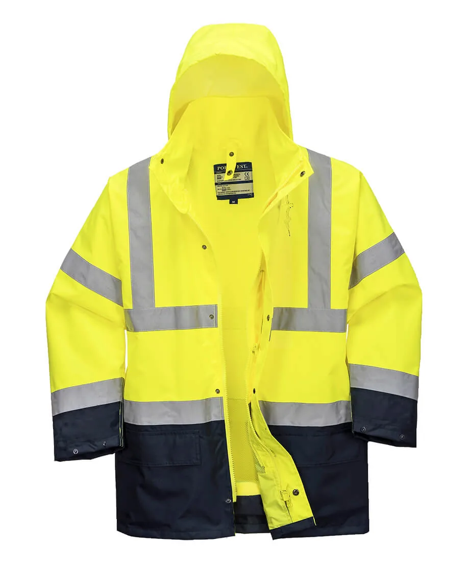 Portwest S766 Hi-Vis 5-in-1 Contrast Essential Jacket in Yellow/Navy