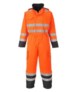 Portwest S775 Bizflame Rain Hi-Vis Constrast FR Winter Coverall in Orange/Navy