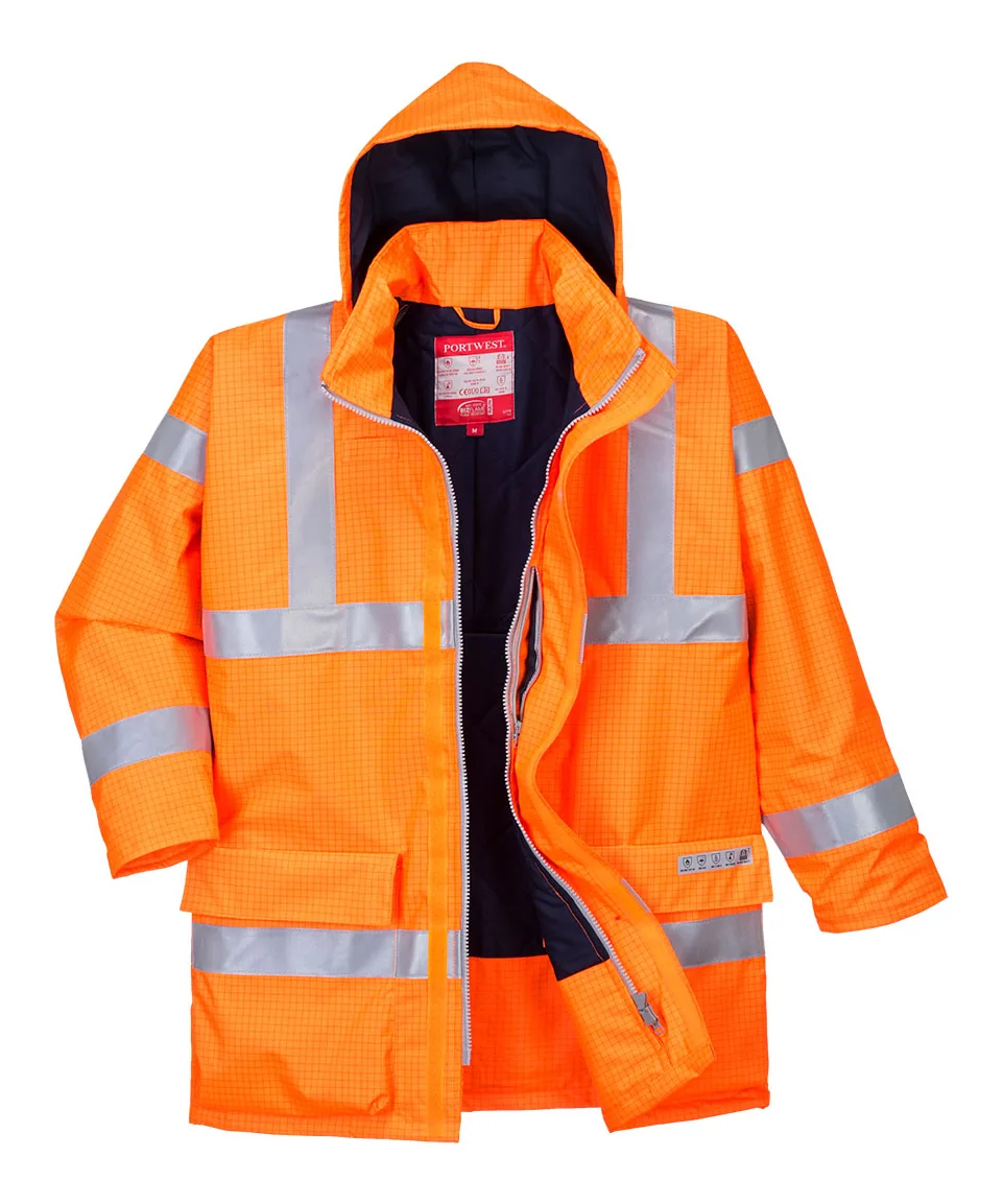 Portwest S778 Bizflame Rain Hi-Vis FR Winter Jacket in Orange