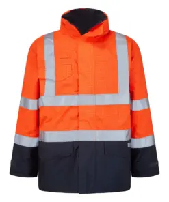 Portwest S779 Bizflame Rain Hi-Vis Constrast FR Jacket in Orange/Navy