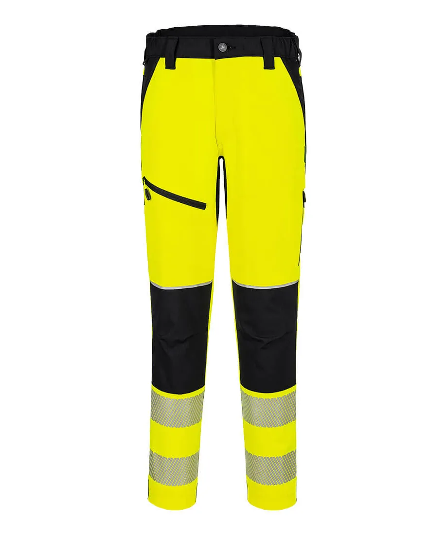 Portwest T140 PW3 Hi-Vis Stretch Trouser in Yellow/Black