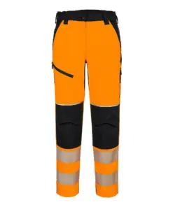 Portwest T141 PW3 Hi-Vis Women's Stretch Trouser in Orange/Black