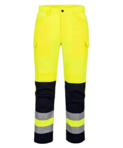 Portwest T143 Hi-Vis Lightweight Mesh Panel Trousers in Yellow/Navy