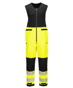 Portwest T150 PW3 Hi-Vis Rain Salopettes (3L) in Yellow/Black