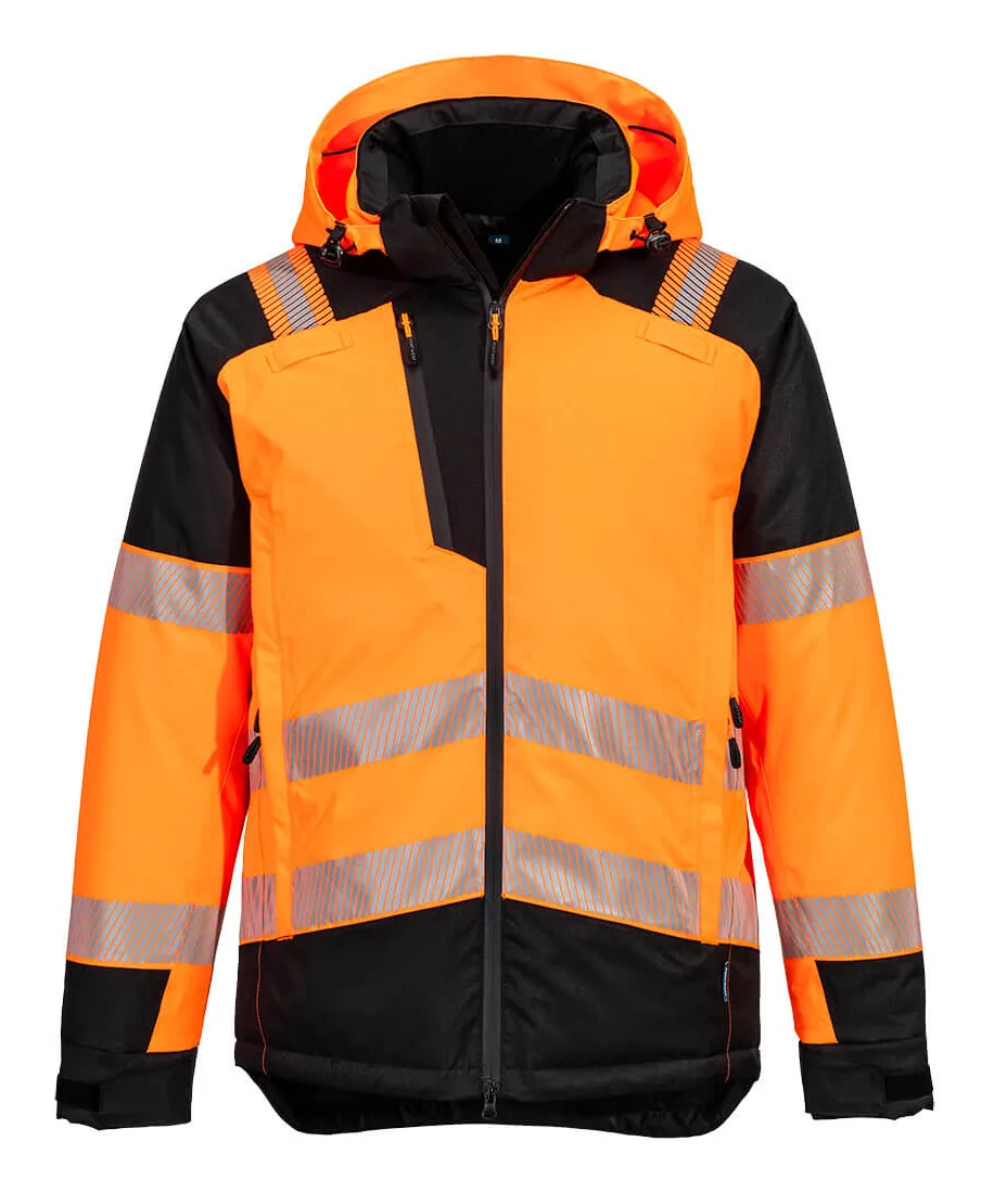Portwest T160 PW3 Hi-Vis Winter Jacket in Orange/Black
