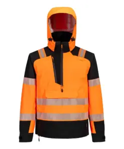 Portwest T161 PW3 Hi-Vis Overhead Rain Jacket (3L) in Orange/Black