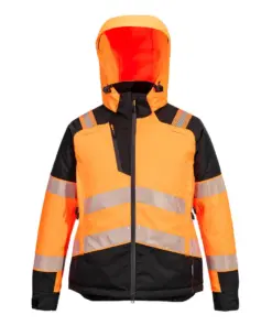 Portwest T162 PW3 Hi-Vis Women's Winter Jacket in Orange/Black