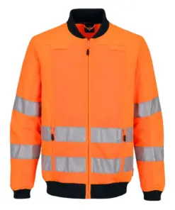 Portwest T164 Hi-Vis Mesh Panel Work Jacket in Orange/Navy
