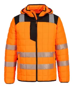 Portwest T165 PW3 Hi-Vis Square Baffle Jacket in Orange/Black