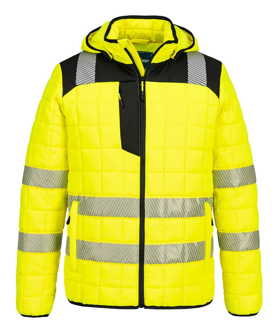 Portwest T165 PW3 Hi-Vis Square Baffle Jacket in Yellow/Black