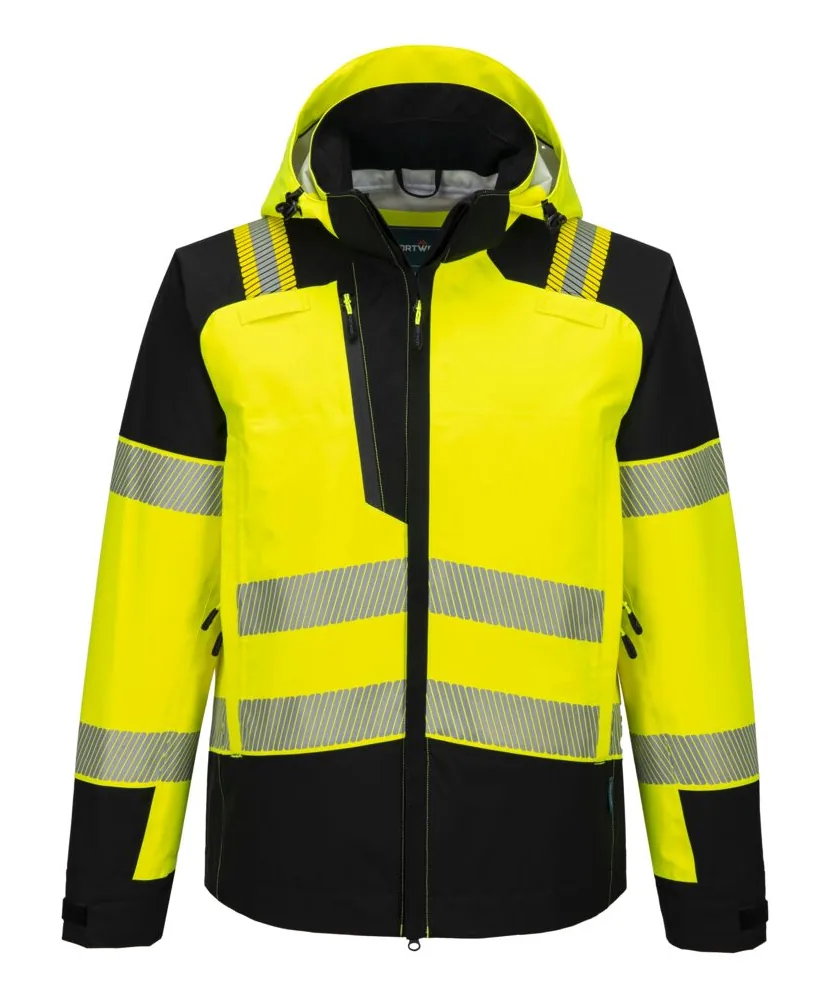 Portwest T166 PW3 Hi-Vis Rain Jacket (3L) in Yellow/Black