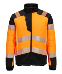 Portwest T170 PW3 Hi-Vis Hybrid Baffle Jacket in Orange/Black