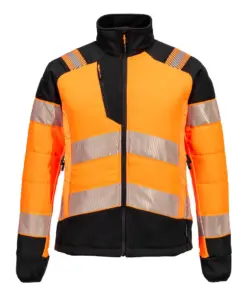 Portwest T171 PW3 Hi-Vis Women's Hybrid Baffle Jacket in Orange/Black