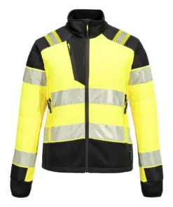 Portwest T171 PW3 Hi-Vis Women's Hybrid Baffle Jacket in Yellow/Black