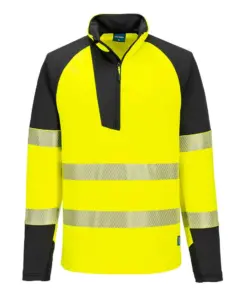 Portwest T172 PW3 Hi-Vis 1/4 Zip Sweatshirt in Yellow/Black