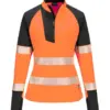 Portwest T173 PW3 Hi-Vis Women's 1/4 Zip Sweatshirt in Orange/Black