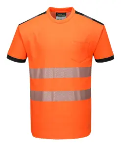Portwest T181 PW3 Hi-Vis Cotton Comfort T-Shirt Short Sleeve in Orange/Black