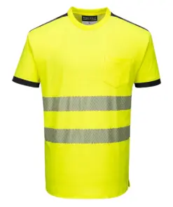 Portwest T181 PW3 Hi-Vis Cotton Comfort T-Shirt Short Sleeve in Yellow/Black