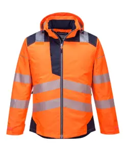 Portwest T400 PW3 Hi-Vis Winter Jacket in Orange/Navy