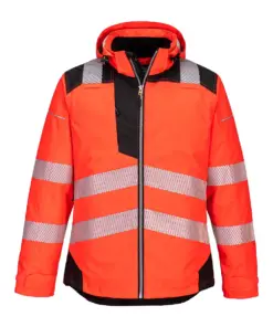 Portwest T400 PW3 Hi-Vis Winter Jacket in Red/Black
