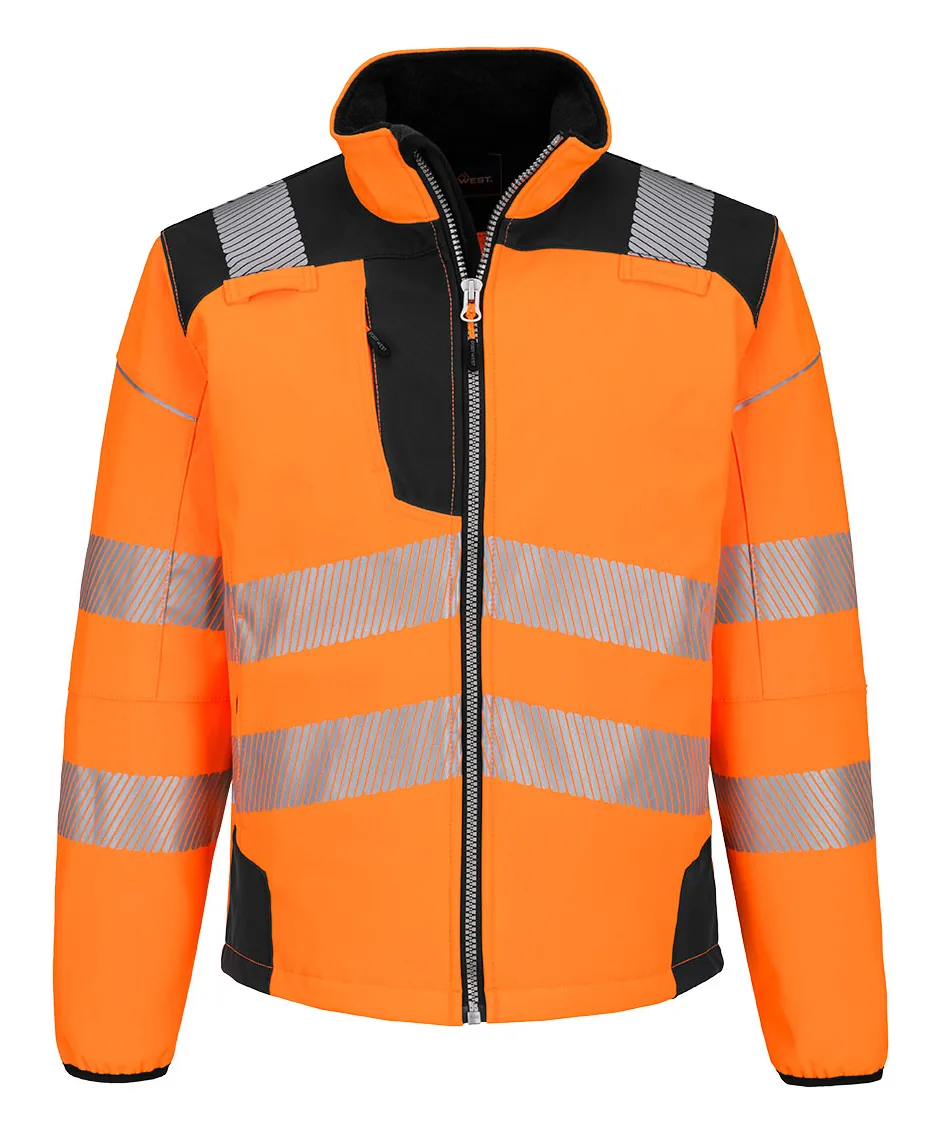 Portwest T402 PW3 Hi-Vis Softshell (3L) in Orange/Black
