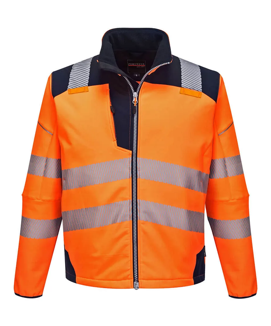 Portwest T402 PW3 Hi-Vis Softshell (3L) in Orange/Navy
