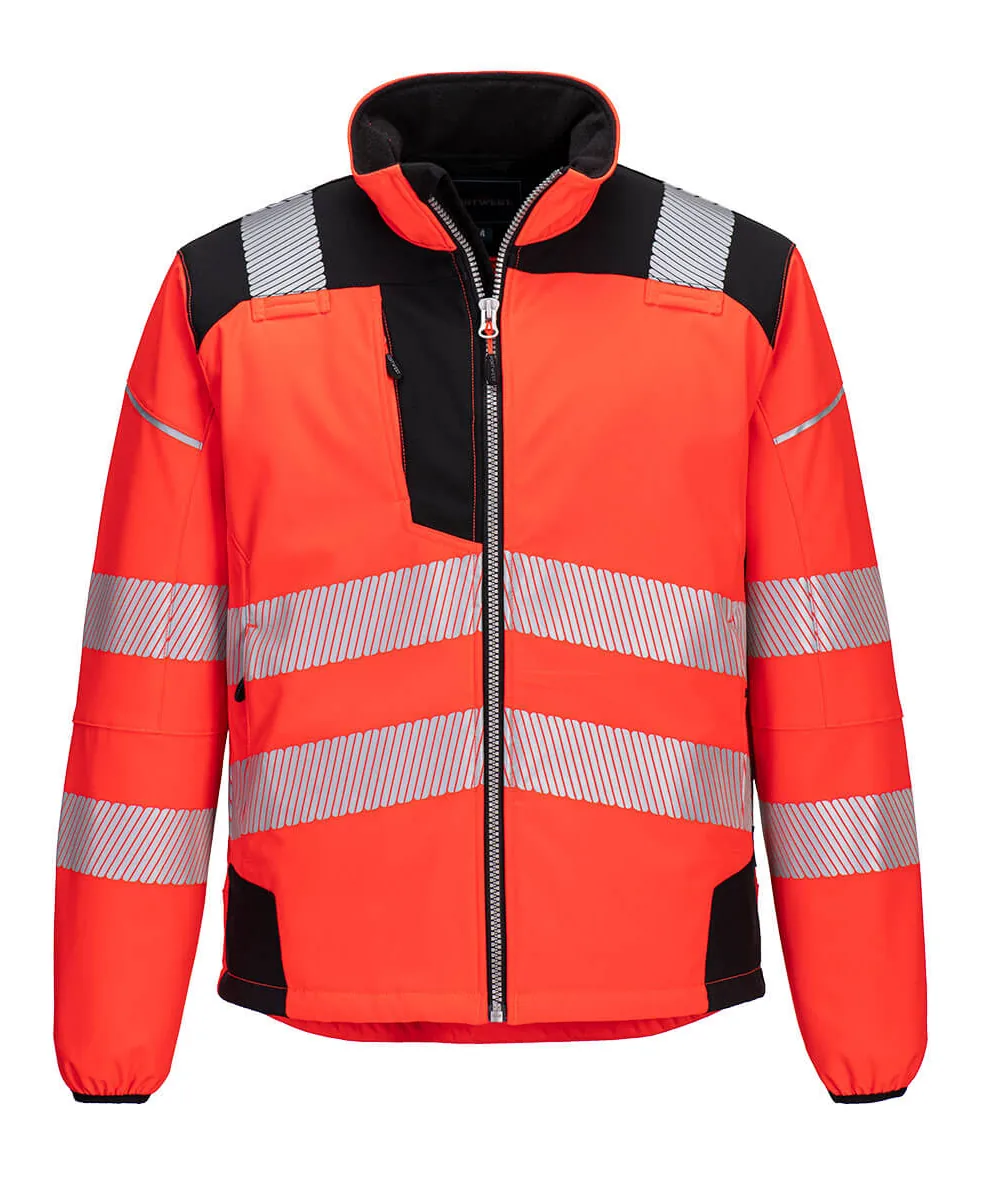 Portwest T402 PW3 Hi-Vis Softshell (3L) in Red/Black