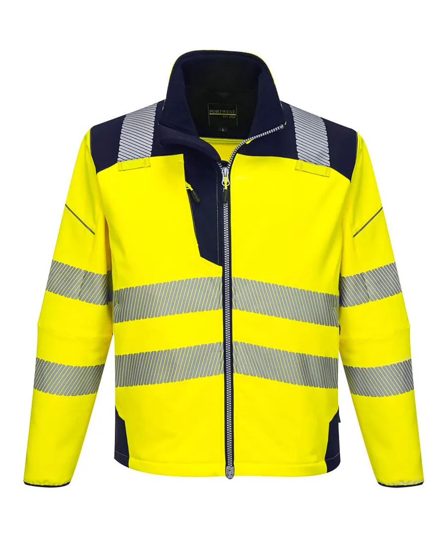 Portwest T402 PW3 Hi-Vis Softshell (3L) in Yellow/Navy