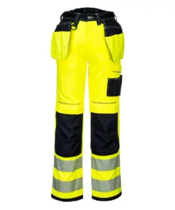 Portwest T501 PW3 Hi-Vis Holster Pocket Work Trousers in Yellow/Black