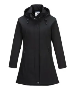Portwest TK42 Carla Women's Hooded Softshell Jacket (3L) in Black